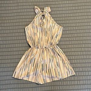 High neck, multicolor striped romper